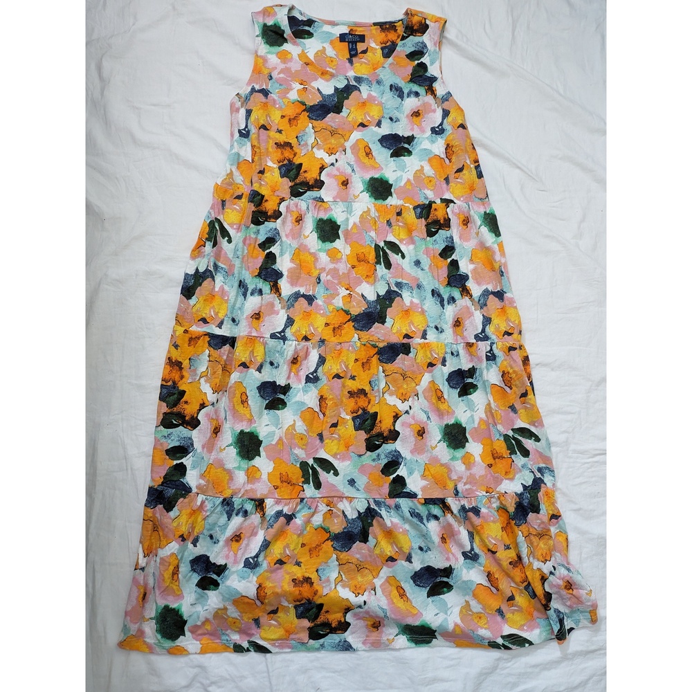 6. d&co BEACH Cotton Tank Dress Casual Coastal Sz L